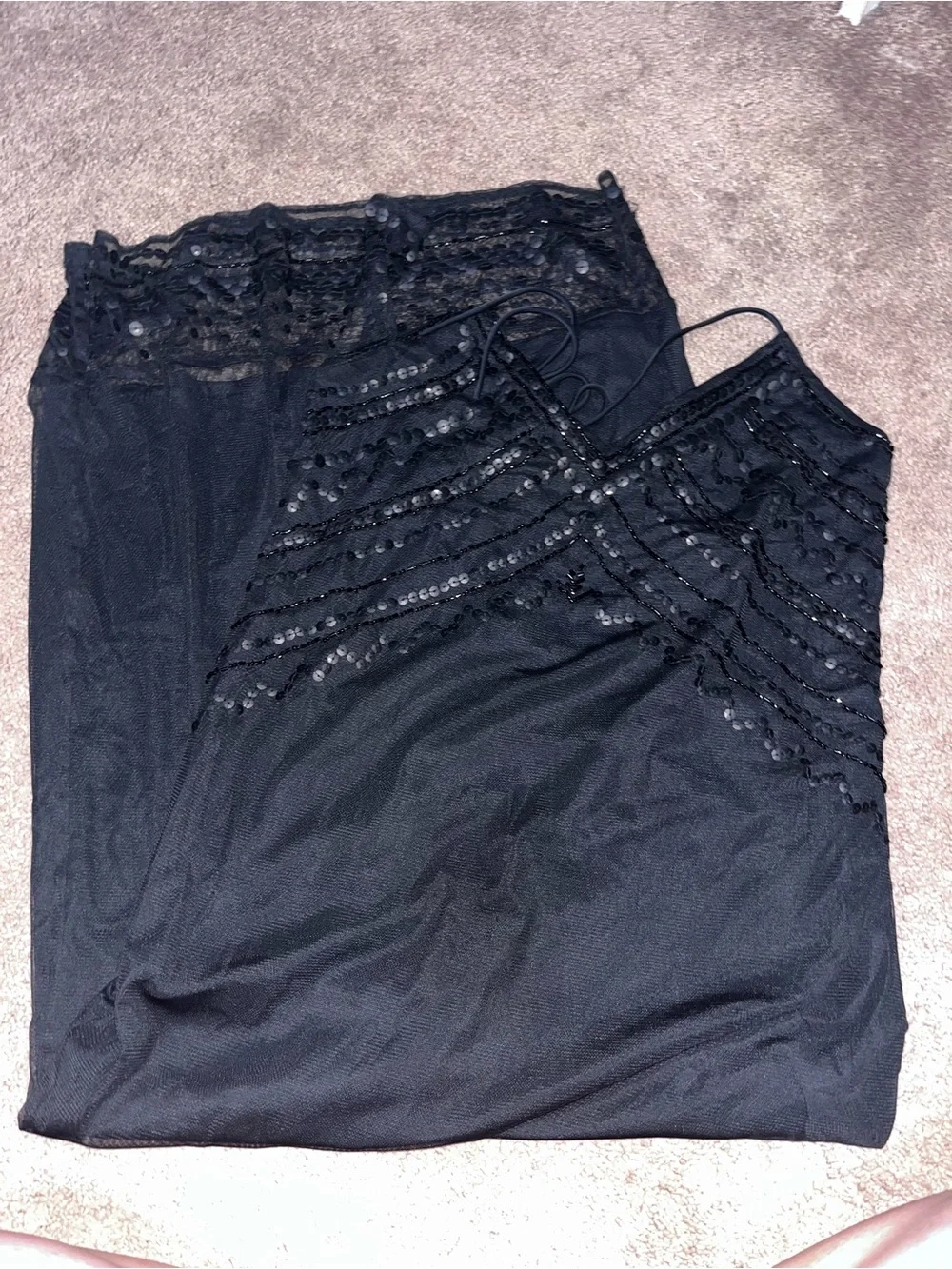 Abercrombie Black Beaded Slip Dress Size Medium